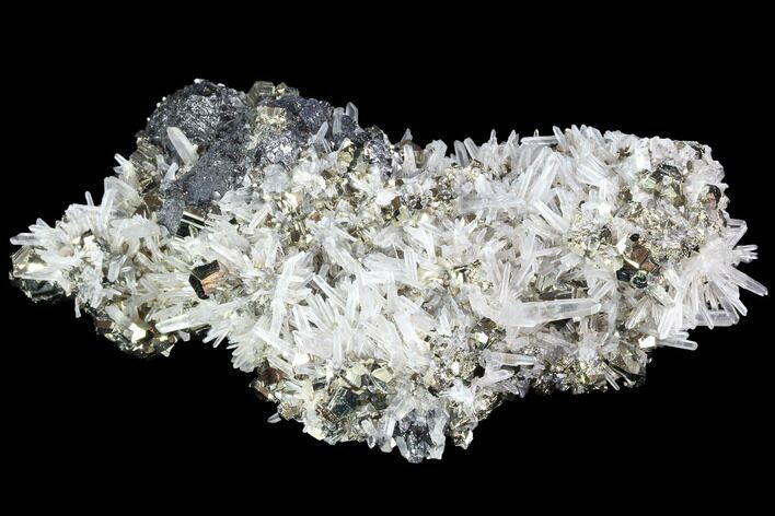 Quartz Crystals With Gleaming Pyrite & Sphalerite - Peru #86999
